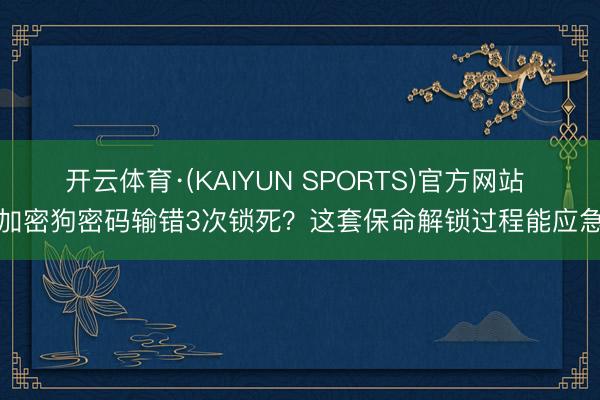 开云体育·(KAIYUN SPORTS)官方网站 加密狗密码输错3次锁死？这套保命解锁过程能应急