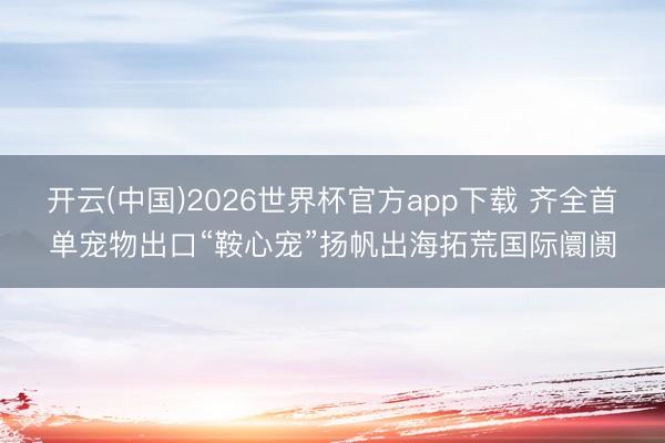 开云(中国)2026世界杯官方app下载 齐全首单宠物出口“鞍心宠”扬帆出海拓荒国际阛阓