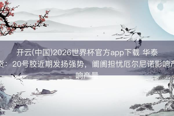 开云(中国)2026世界杯官方app下载 华泰期货：20号胶近期发扬强势，阛阓担忧厄尔尼诺影响产量