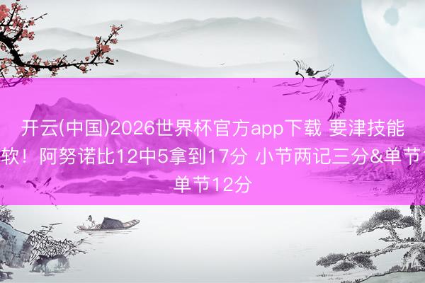 开云(中国)2026世界杯官方app下载 要津技能不手软！阿努诺比12中5拿到17分 小节两记三分&单节12分