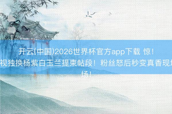 开云(中国)2026世界杯官方app下载 惊!央视独换杨紫白玉兰提柬帖段!粉丝怒后秒变真香现场!