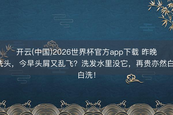 开云(中国)2026世界杯官方app下载 昨晚才洗头，今早头屑又乱飞？洗发水里没它，再贵亦然白洗！